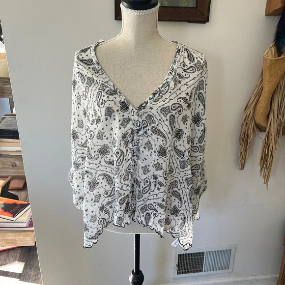 ZADIG & VOLTAIRE Toronto Print One Size Top Drop Shoulder - Picture 1 of 7